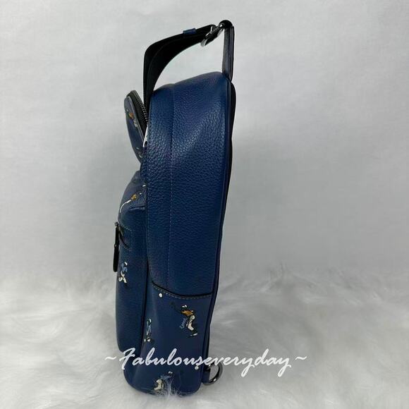 Coach MEN'S West Pack With Baseball Print Leather/Deep Blue Sports CAX48 NWT - Picture 2 of 8